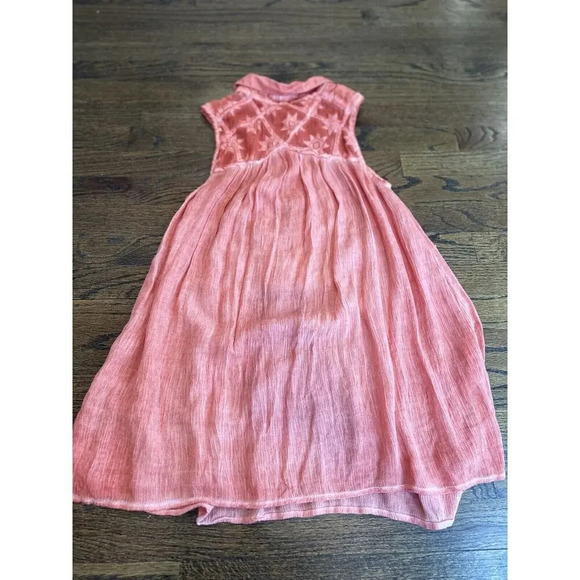 Free People Gauze Acid Wash Tie Dye Tunic Top Coral Blue Boho Size Small N0881 - Picture 10 of 10